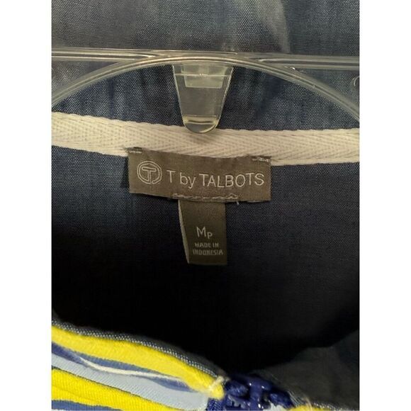 B9 - T By Talbots Cuff Sleeve Striped 1/4 Zip Sweatshirt Size Medium Petite - Picture 3 of 7